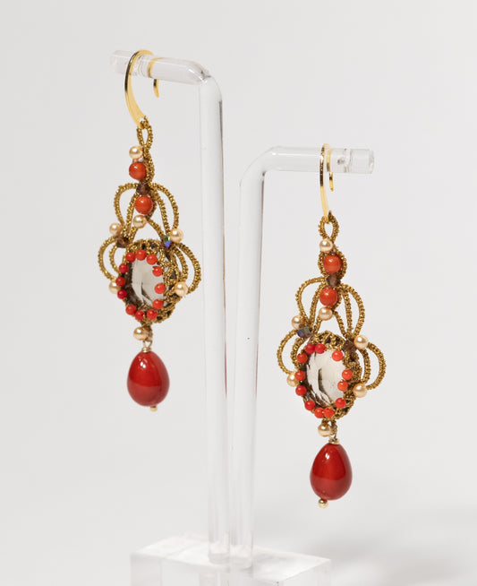 Orecchini corallo -  Collezione "Sul Filo del Sacro: dedicati a Rosalia"